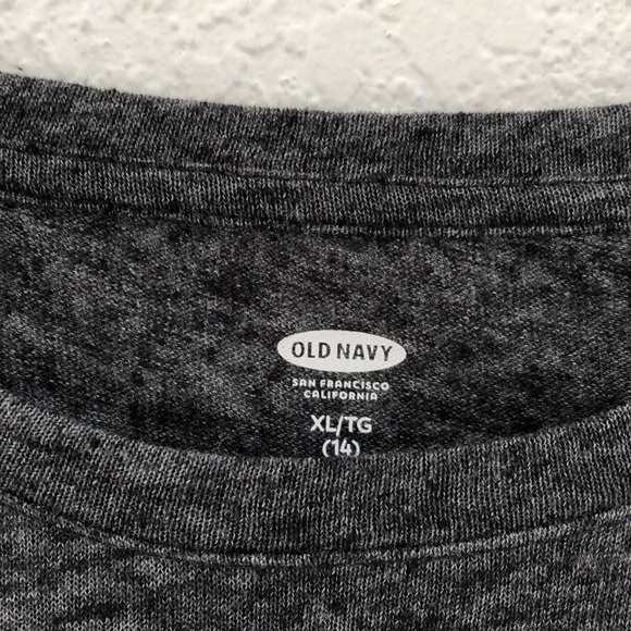 OLD NAVY black tee with coral arm stripes! - Picture 2 of 4